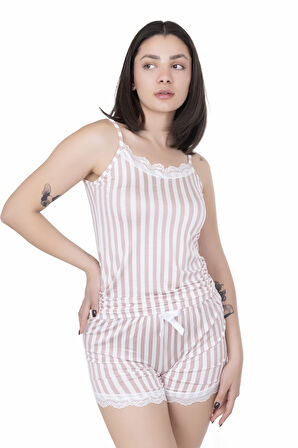Looksense Kadın Dantelli Şortlu Pijama Takım 03003 