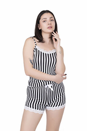 Looksense Kadın Dantelli Şortlu Pijama Takım 03004 