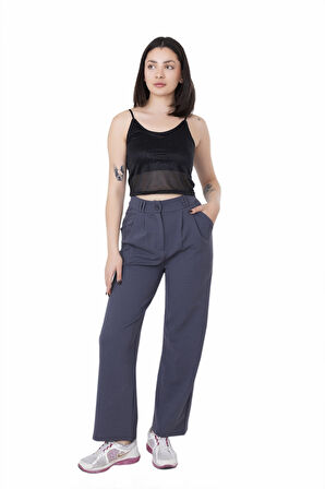 Looksense Kadın Kemerli Çift Köprülü  Pantolon 01014  