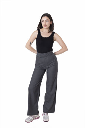 Looksense Kadın Antrasit Cırtlı Dokuma Pantolon 01012 