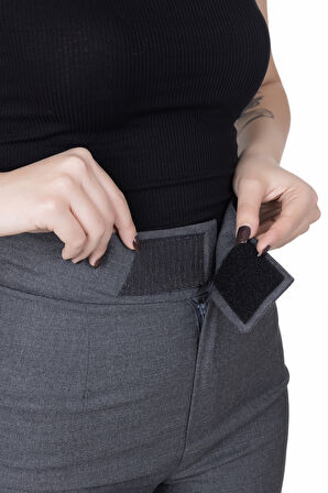 Looksense Kadın Antrasit Cırtlı Dokuma Pantolon 01012 