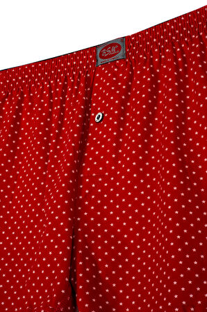 Bsm Erkek Yıldız Baskılı Kırmızı Boxer 13704 