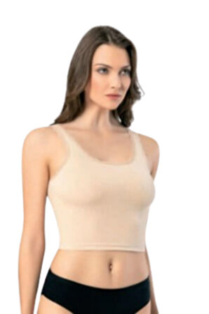 Looksense Kadın Kaşkorse Dantelli Kalın Askılı Crop 4004  