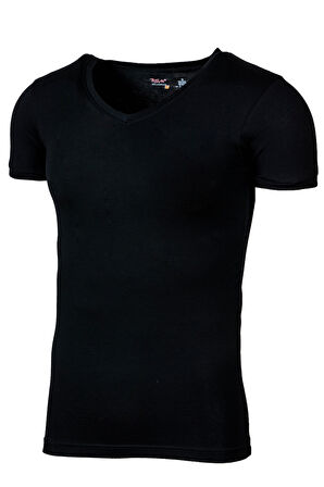 Bsm Erkek Likralı Kısa Kol V Yaka T-shirt 55023 