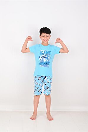 erkek çocuk kısa kollu pijama takımı game changer  mavi