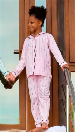 Kız Çocuk Uzun Kollu DÜğmeli, Pijama Takımı Stay Focused Pembe