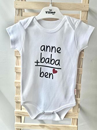 Özel Tasarım Anne+Baba %100 DOĞAL PAMUK ORGANİK BASKILI ÇITÇITLI BODY ZIBIN BEBEK BADİ