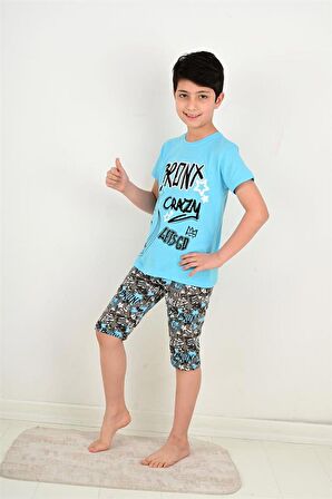 erkek çocuk kapri pijama takımı bronx crazy mavi 
