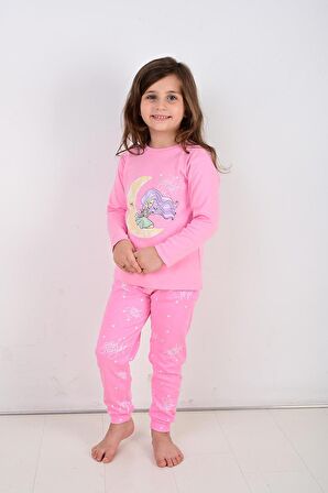 Uzun Kollu Kız Çocuk Pijama Takımı Moon Nıght 