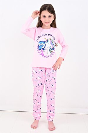 Kız Çocuk Uzun Kollu Pijama Takımı My Friend Unicorn