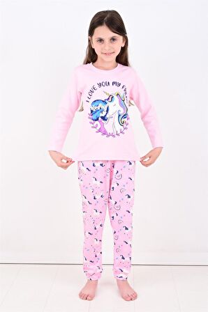 Kız Çocuk Uzun Kollu Pijama Takımı My Friend Unicorn