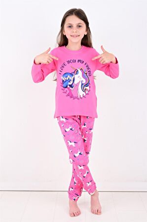 Kız Çocuk Uzun Kollu Pijama Takımı My Friend Unicorn
