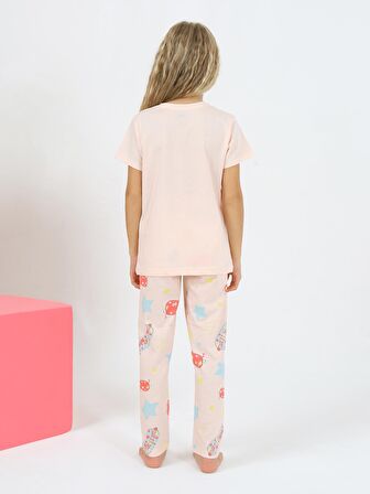 Kız Çocuk Kısa Kollu %100 Pamuklu Fun Cute Pijama Takımı