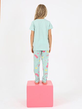 Kız Çocuk Kısa Kollu %100 Pamuklu Fun Cute Pijama Takımı