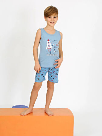 Erkek Çocuk Askılı %100 Pamuklu Give Me Pijama Takımı