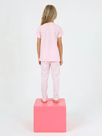 Kız Çocuk Kısa Kollu %100 Pamuklu Strawberry Pijama Takımı Pembe