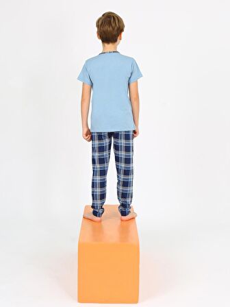 Erkek Çocuk Kısa Kollu %100 Pamuklu Düğme Detaylı Cool Boy Pijama Takımı Çağla