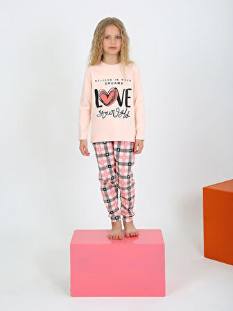 Kız Çocuk Uzun Kollu %100 Pamuklu Düğmeli Pijama Takımı Your Dreams