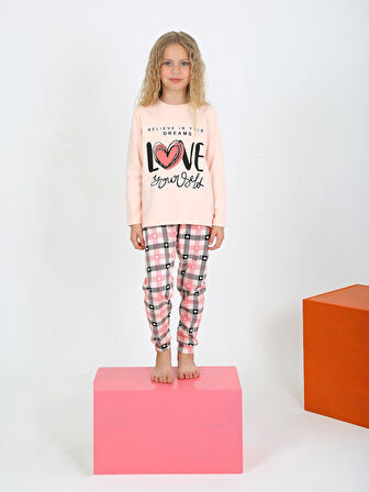 Kız Çocuk Uzun Kollu %100 Pamuklu Düğmeli Pijama Takımı Your Dreams