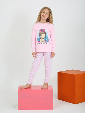 Kız Çocuk Uzun Kollu %100 Pamuklu Pijama Takımı Let Your