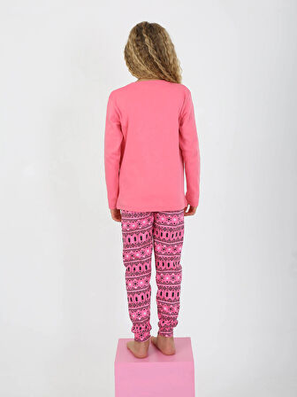 Kız Çocuk Uzun Kollu %100 Pamuklu Pijama Takımı Cookie Team