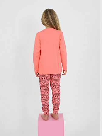 Kız Çocuk Uzun Kollu %100 Pamuklu Pijama Takımı Cookie Team