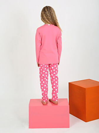 Kız Çocuk Uzun Kollu %100 Pamuklu Düğme Detaylı Pijama Takımı Je T'aime