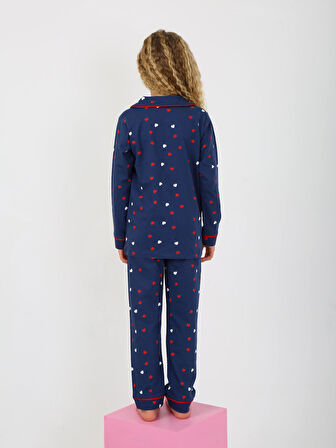 Kız Çocuk Uzun Kollu %100 Pamuklu Düğmeli Pijama Takımı Lovely