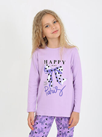 Kız Çocuk Uzun Kollu %100 Pamuklu Pijama Takımı Place Paris