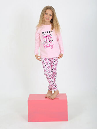 Kız Çocuk Uzun Kollu %100 Pamuklu Pijama Takımı Place Paris