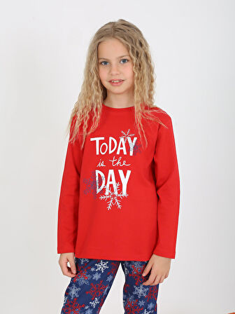 Kız Çocuk Uzun Kollu %100 Pamuklu Pijama Takımı Today