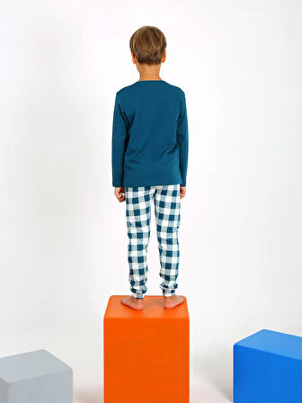 Erkek Çocuk Uzun Kollu %100 Pamuklu Pijama Takımı Star Skate
