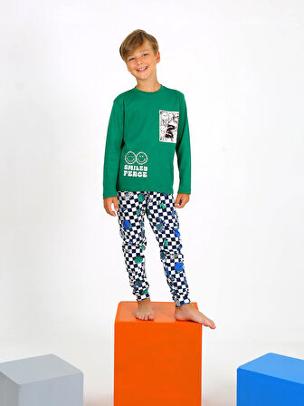 Erkek Çocuk Uzun Kollu %100 Pamuklu Pijama Takımı Peace