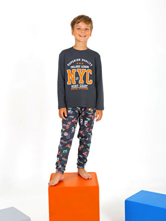 Erkek Çocuk Uzun Kollu %100 Pamuklu Pijama Takımı West Coast
