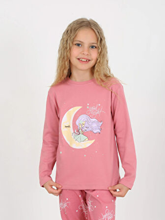 Uzun Kollu Kız Çocuk Pijama Takımı Moon Nıght 