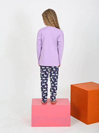 Kız Çocuk Uzun Kollu %100 Pamuklu Pijama Takımı Magical Horse