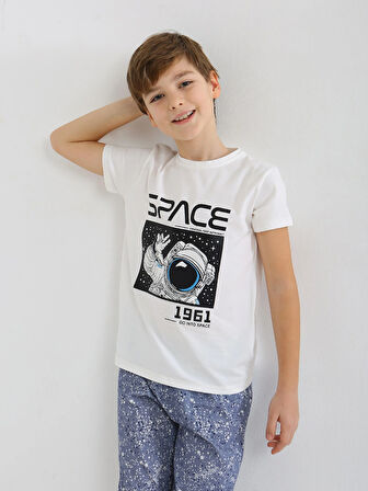 Erkek Çocuk Kısa Kollu %100 Pamuklu Pijama Takımı Go Space