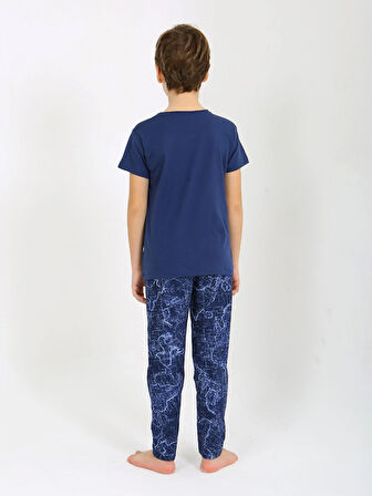 Erkek Çocuk Kısa Kollu %100 Pamuklu Pijama Takımı Sail