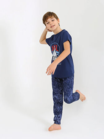Erkek Çocuk Kısa Kollu %100 Pamuklu Pijama Takımı Sail