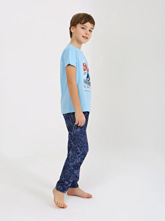 Erkek Çocuk Kısa Kollu %100 Pamuklu Pijama Takımı Sail