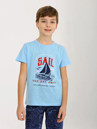 Erkek Çocuk Kısa Kollu %100 Pamuklu Pijama Takımı Sail