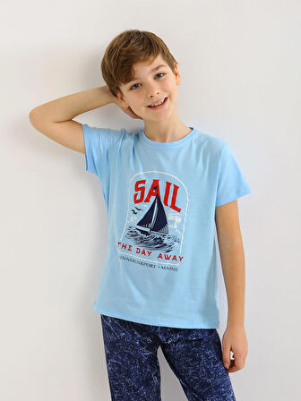 Erkek Çocuk Kısa Kollu %100 Pamuklu Pijama Takımı Sail