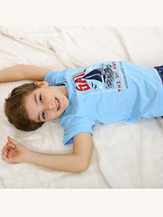 Erkek Çocuk Kısa Kollu %100 Pamuklu Pijama Takımı Sail