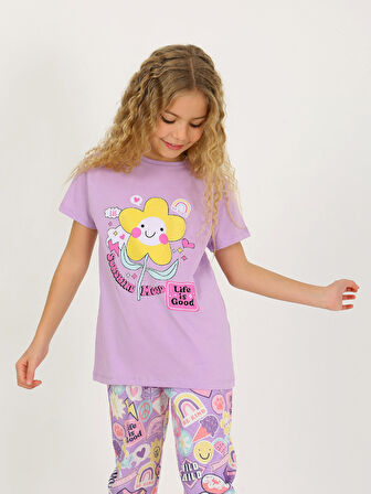 Kız Çocuk Kısa Kollu %100 Pamuklu Pijama Takımı Be Kind