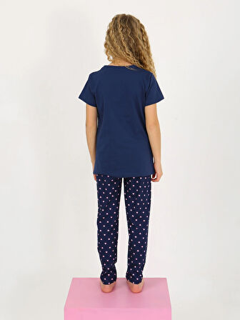 Kız Çocuk Kısa Kollu %100 Pamuklu Pijama Takımı Cute Love