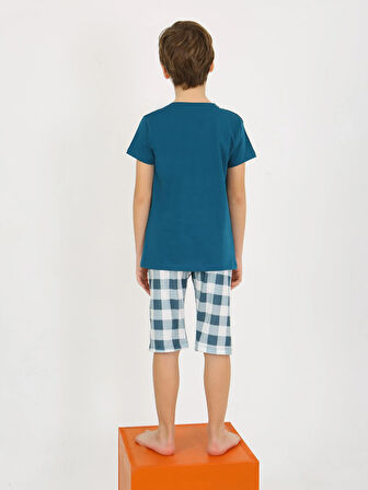 Erkek Çocuk Kısa Kollu Kapri %100 Pamuklu Pijama Takımı Awesome