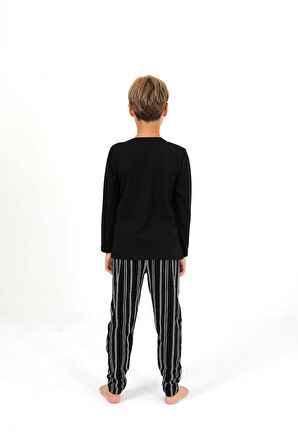 Erkek Çocuk Uzun Kollu %100 Pamuklu Cepli Pijama Takımı Drift