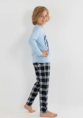 Erkek Çocuk Uzun Kollu %100 Pamuklu Pijama Takımı Astro Pilot