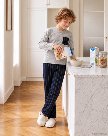 Erkek Çocuk Uzun Kollu %100 Pamuklu Cepli Bluclass Pijama Takımı