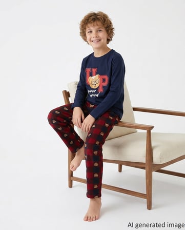 Erkek Çocuk Uzun Kollu %100 Pamuklu Pijama Takımı Bear Mood